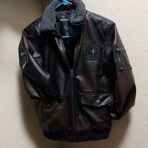 Faux leather aviator bomber